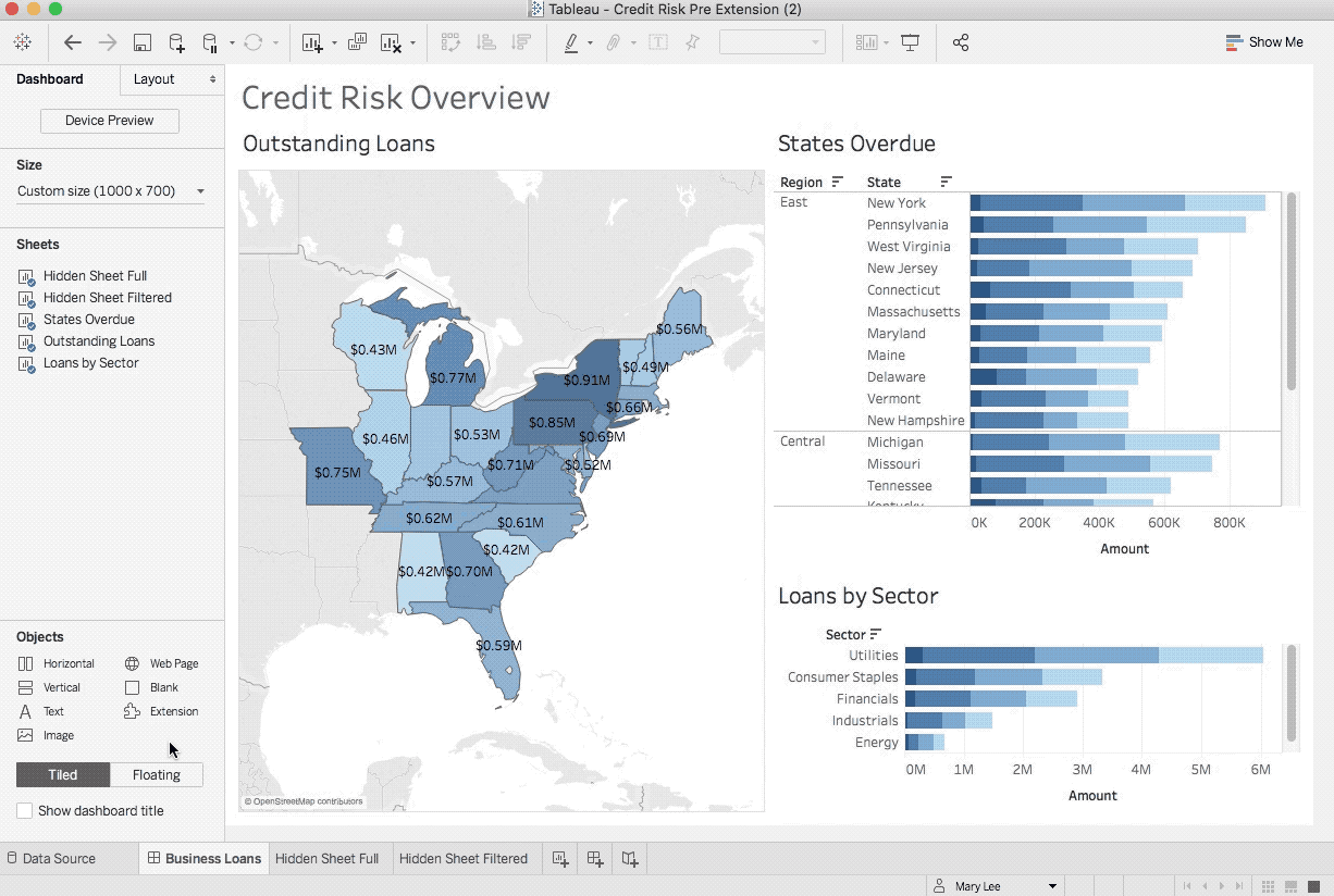 You may want to resize the Wordsmith Extension after adding it to your dashboard. Tableau Extensions are just like any other object on the dashboard, so you can move them around and change their size.