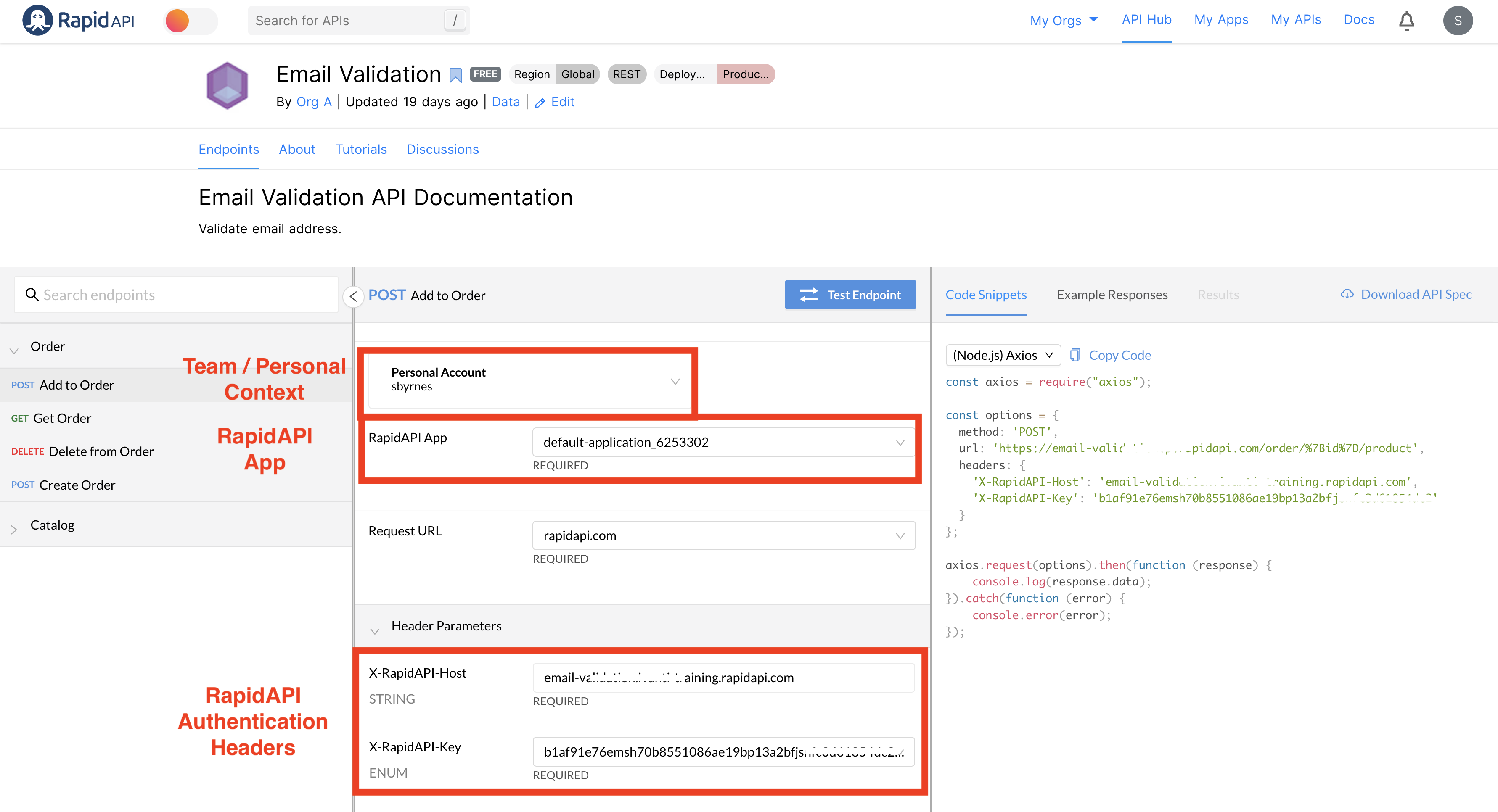 Bearer Token not included in header for test API connection