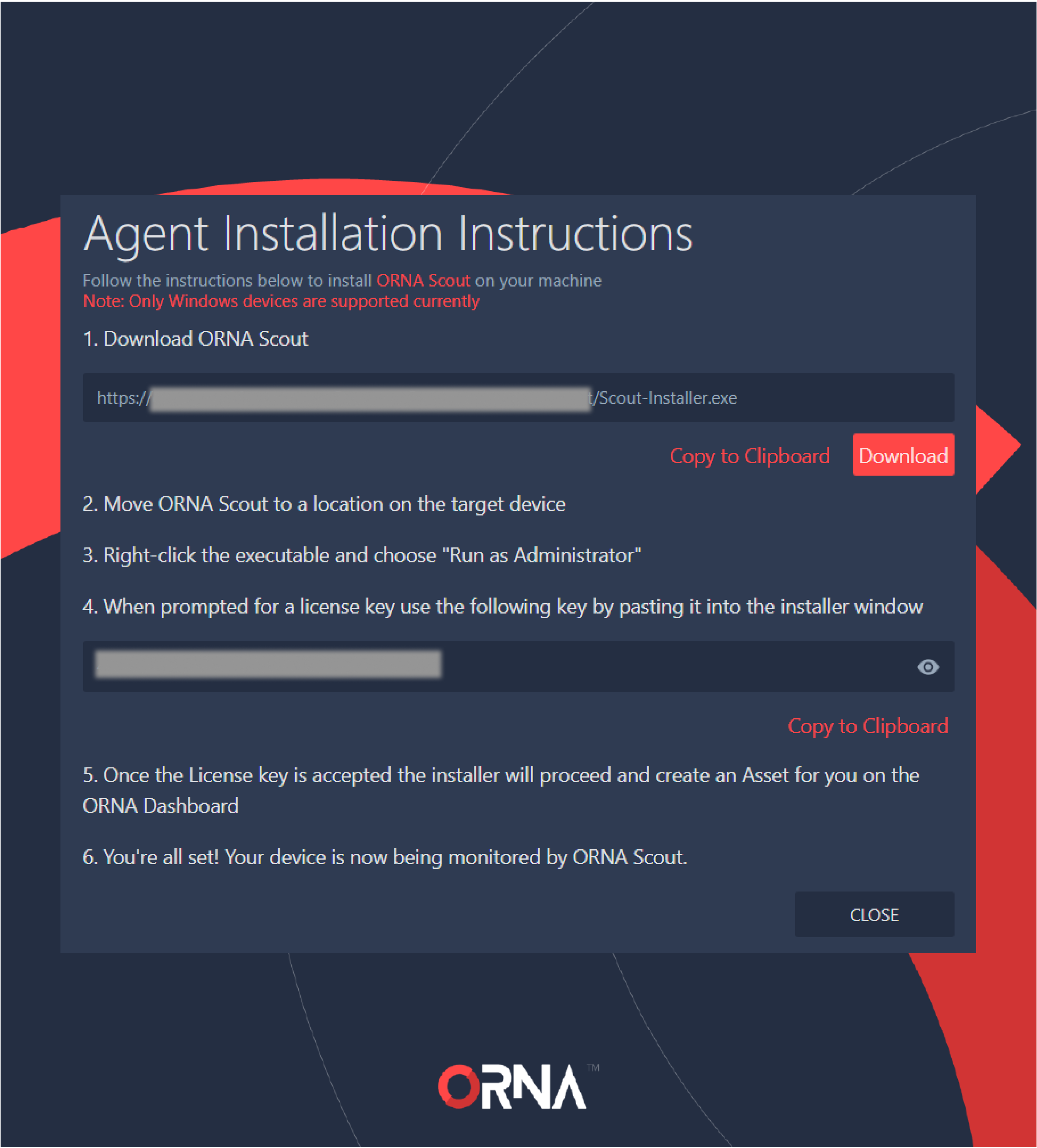 ORNA Scout installation instructions
