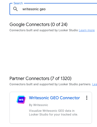 Search in connector gallery