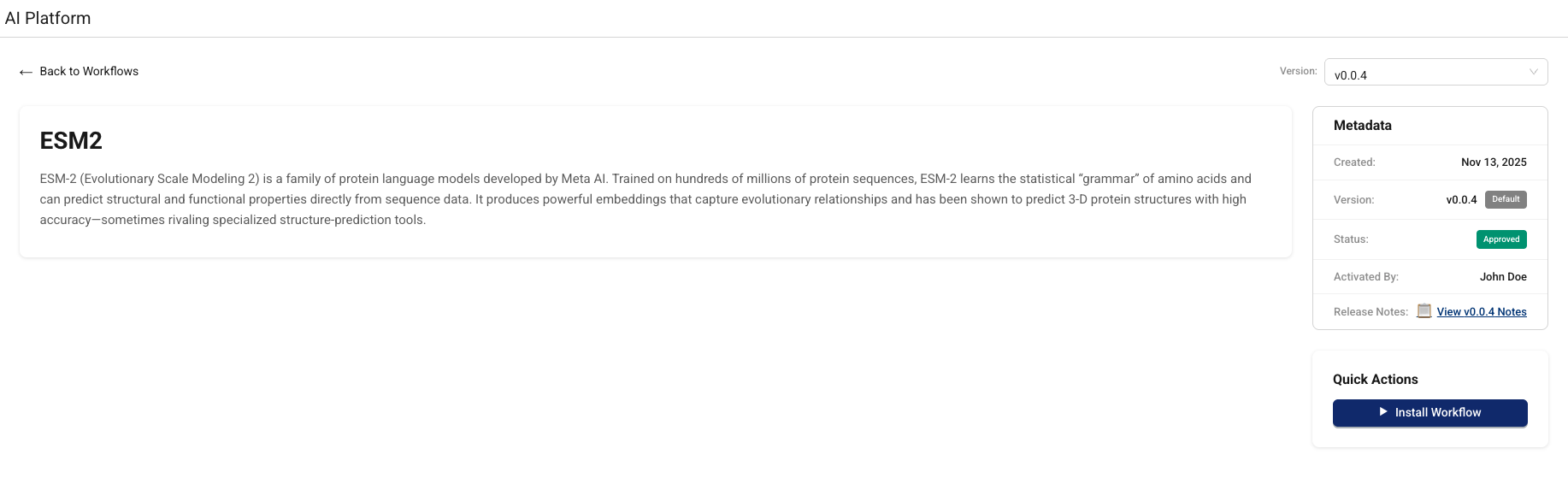 Scientific AI Workflow example