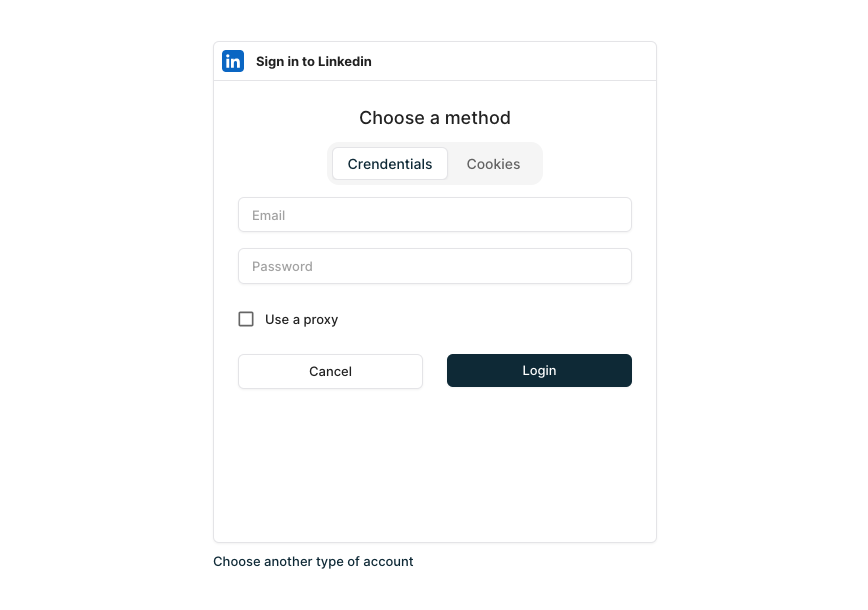 Hosted auth wizard for Linkedin