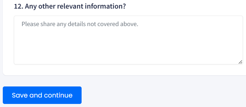 Screenshot of question 12 (default PBX option): additional information