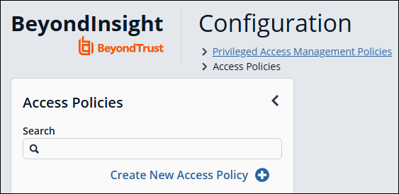 Create new access policy button