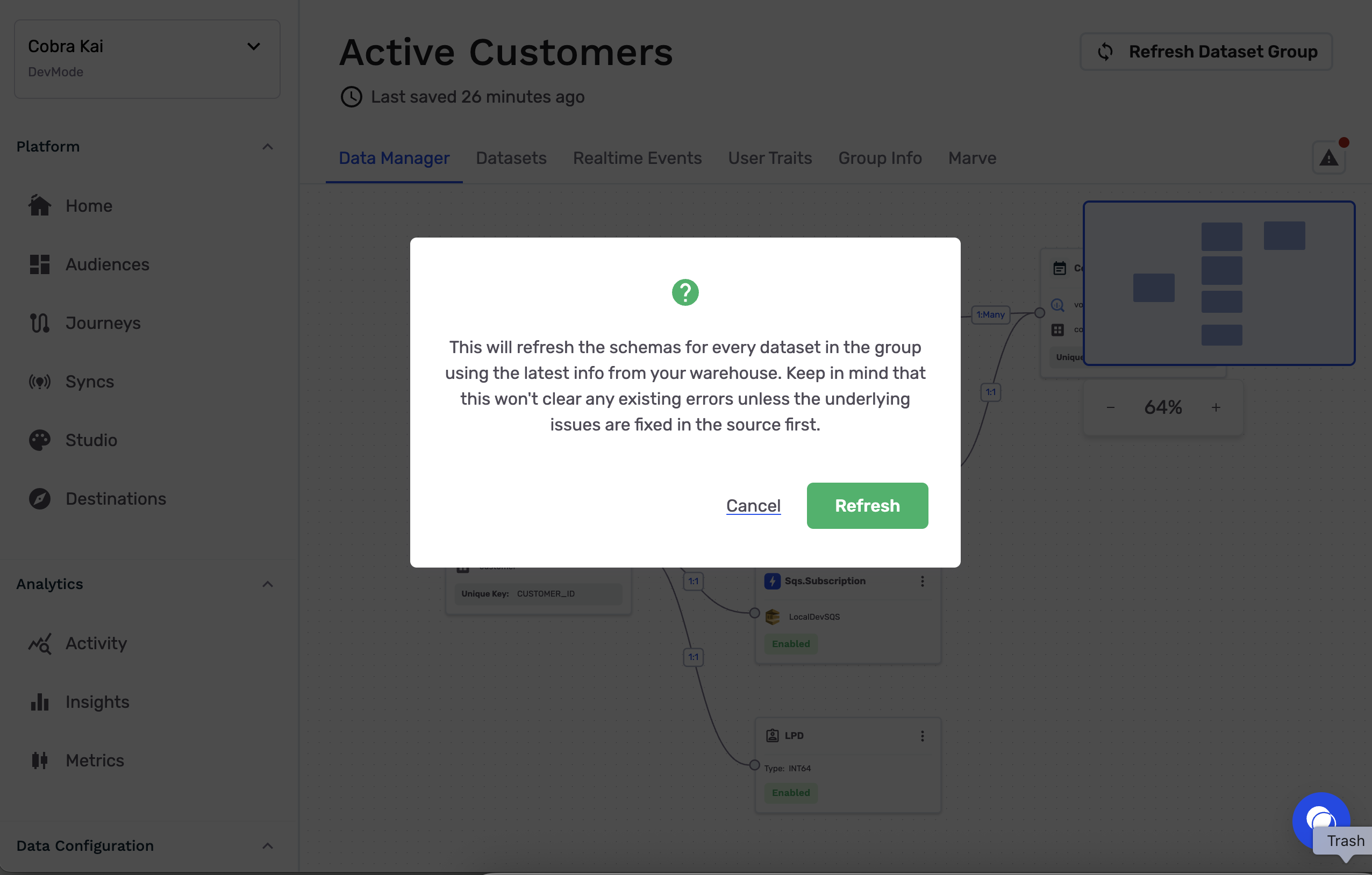 Refresh dataset group modal in Data Manager