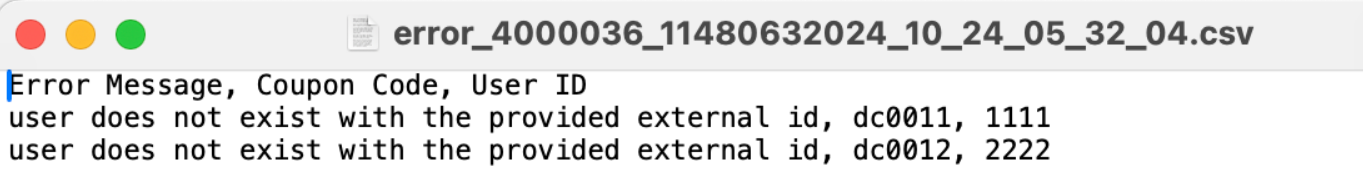 Error response in the case of Invalid External ID