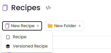 Creating a new versioned recipe.
