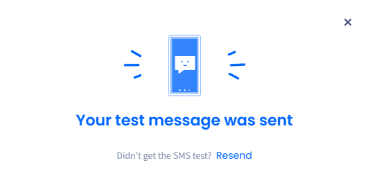Screenshot of the Your test message was sent confirmation