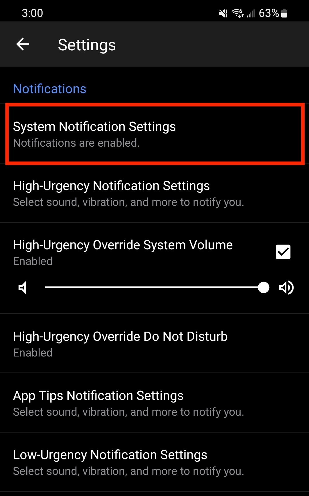 Notification settings