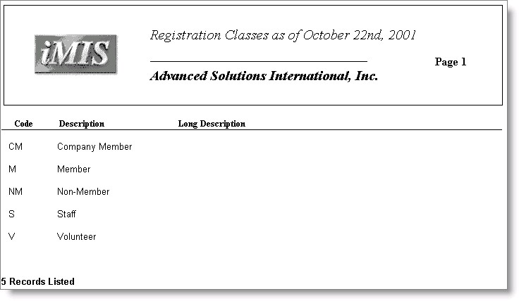 Desktop: Events > Generate reports > Planning > Registration Classes
