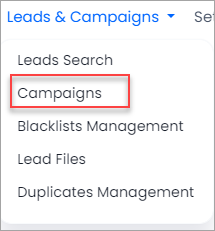 Screenshot of the Campaigns section in the menu