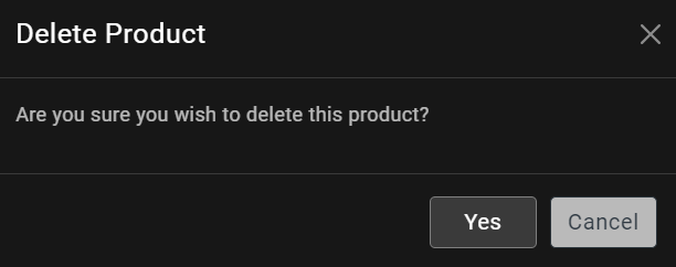 Confirming product deletion