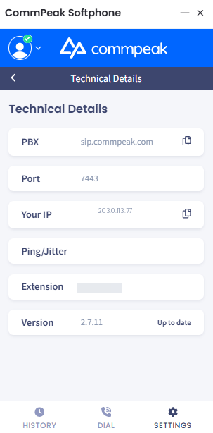 Screenshot of the Technical Details section