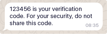 A screenshot of a message with a OTP and zero tap authentication.