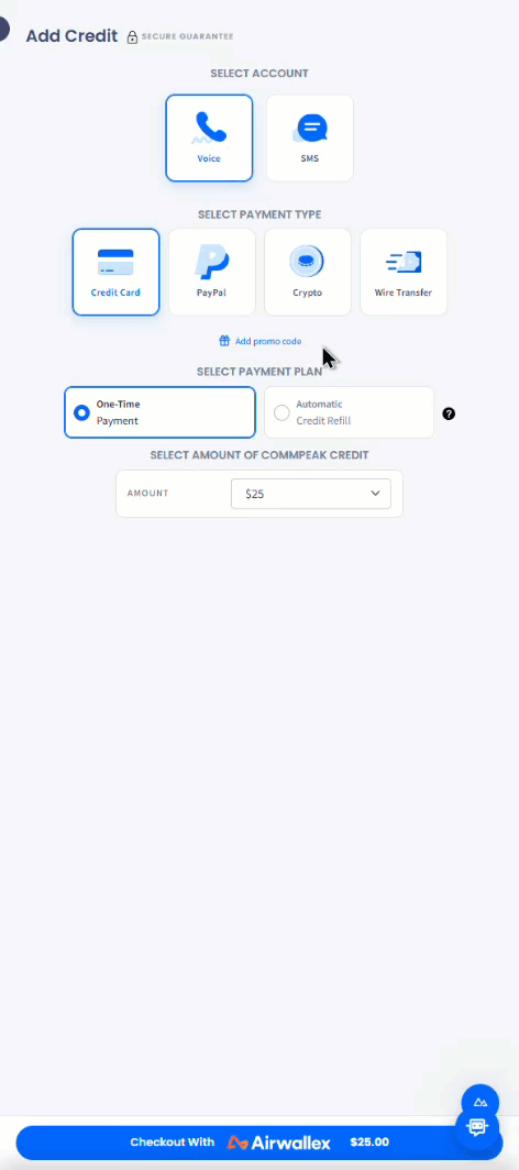 Screenashot with adding a promo code