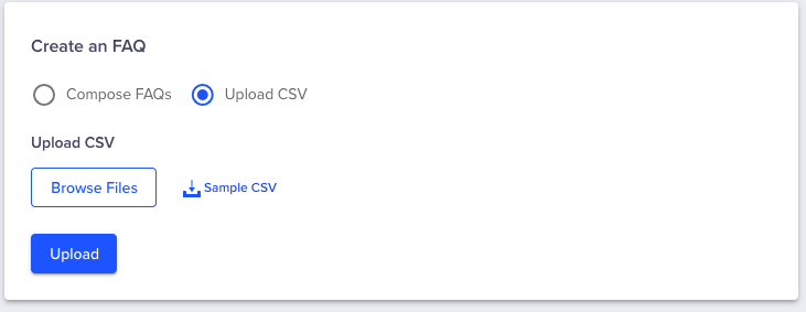 Upload FAQ using CSV