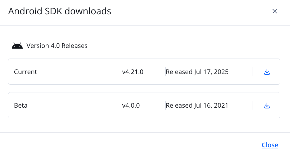 Android SDK downloads