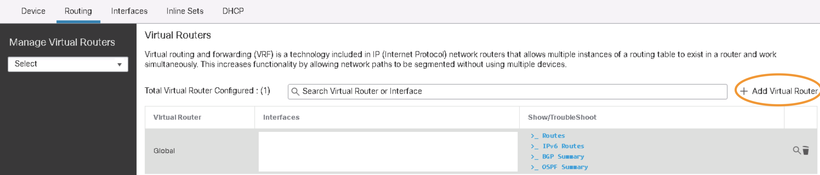 **Figure 3:**  Click "Add Virtual Router"