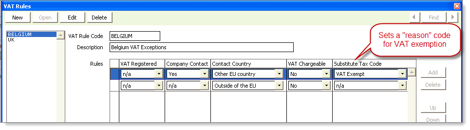 Select Events > Set up module, VAT Rules