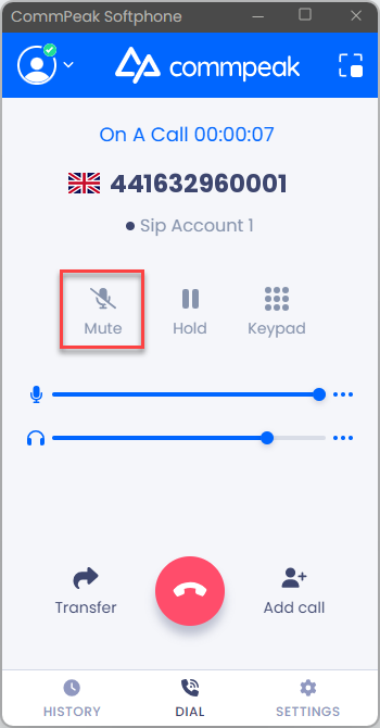 Screenshot of the Mute button