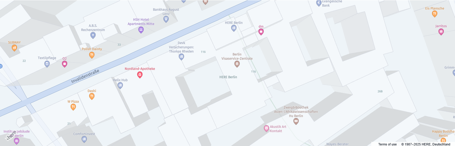 Basic static map component rendered with the HERE Maps API for JavaScript