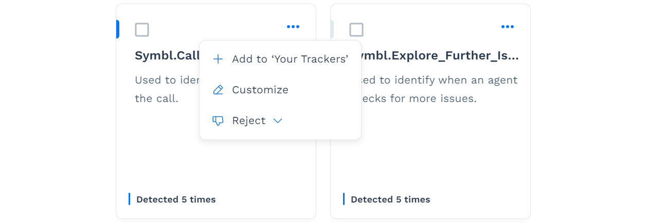 Tracker Card Context Menu