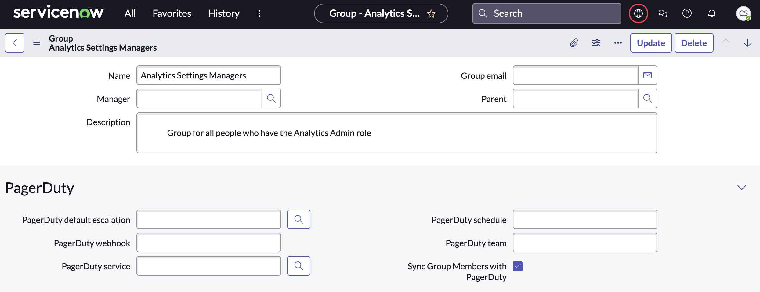 Review settings for "Sync Group Members with PagerDuty"