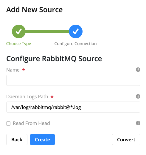 RabbitMQ Log Configuration Form