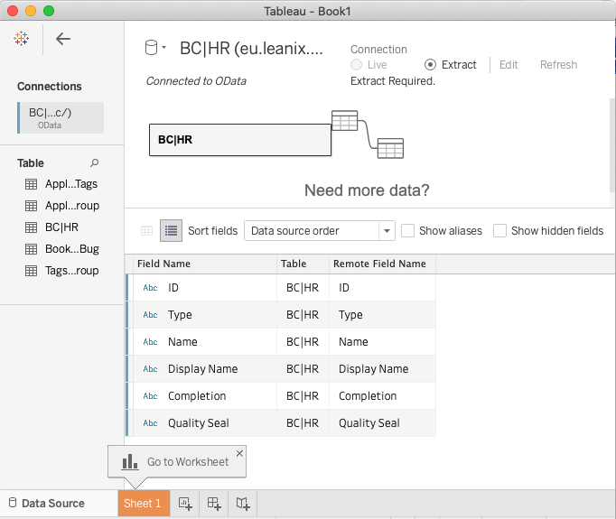 Viewing Imported Saved Searches in Tableau