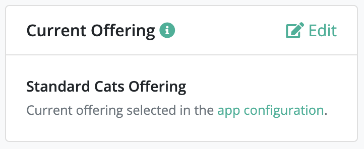 This user's current offering is the same as the one selected for the project that contains your app.
