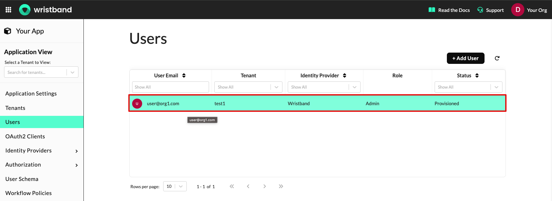 Select user to edit