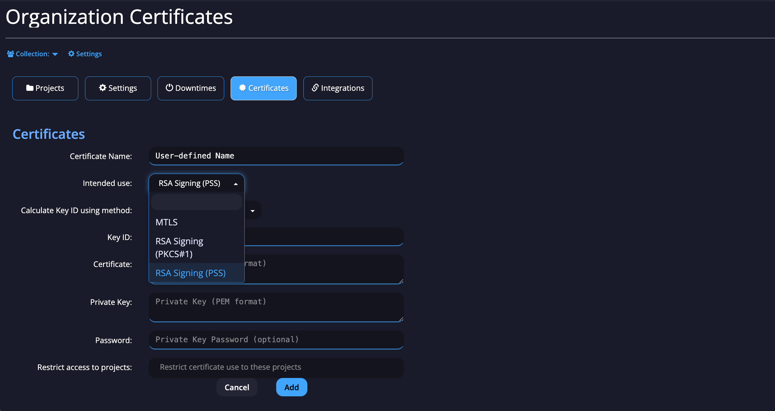 Certificate Details Form