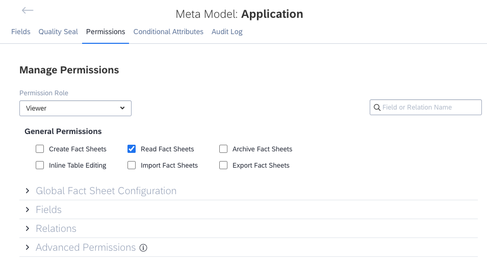 Configuring Fact Sheet Permissions