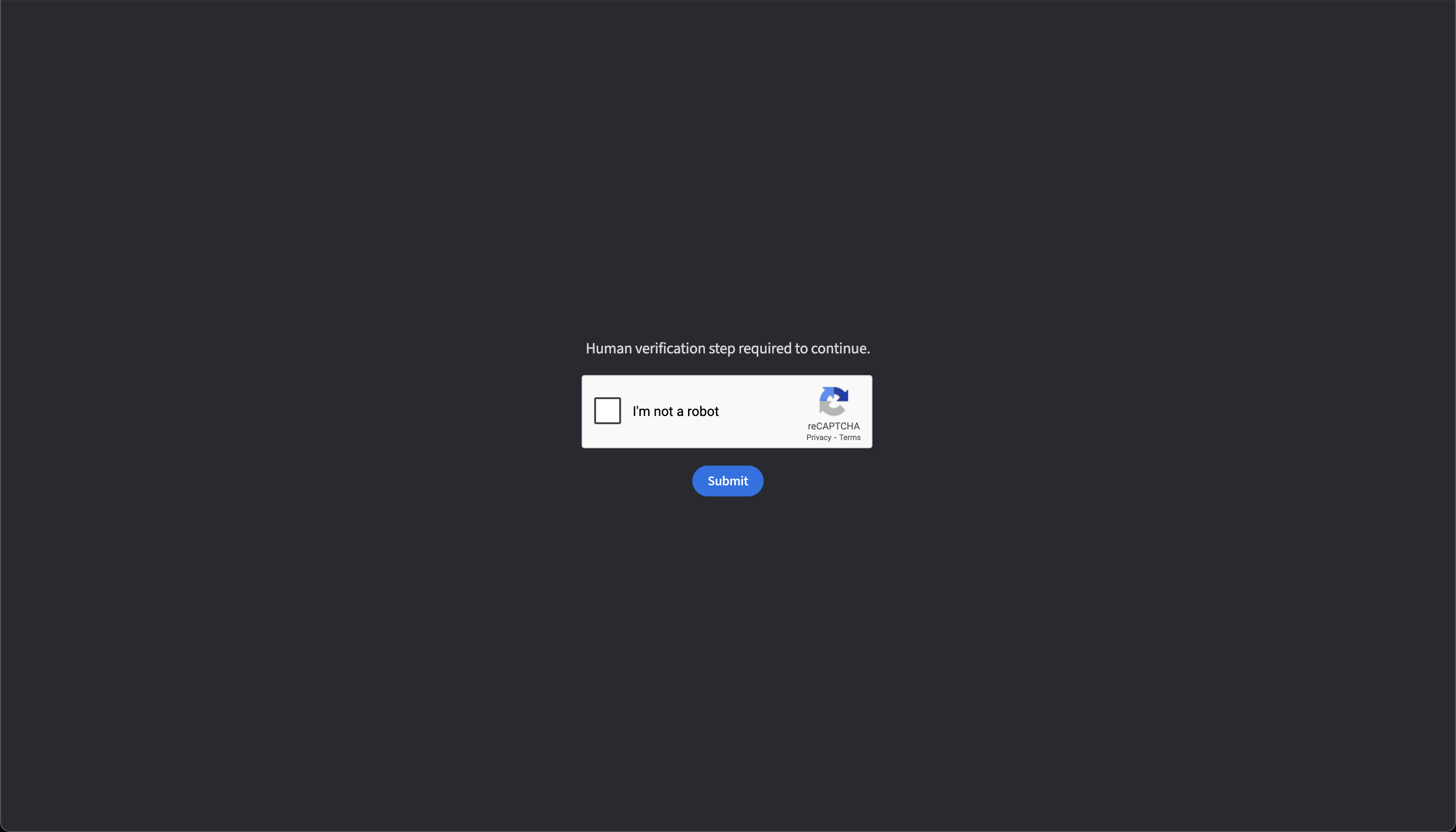 reCaptcha screen