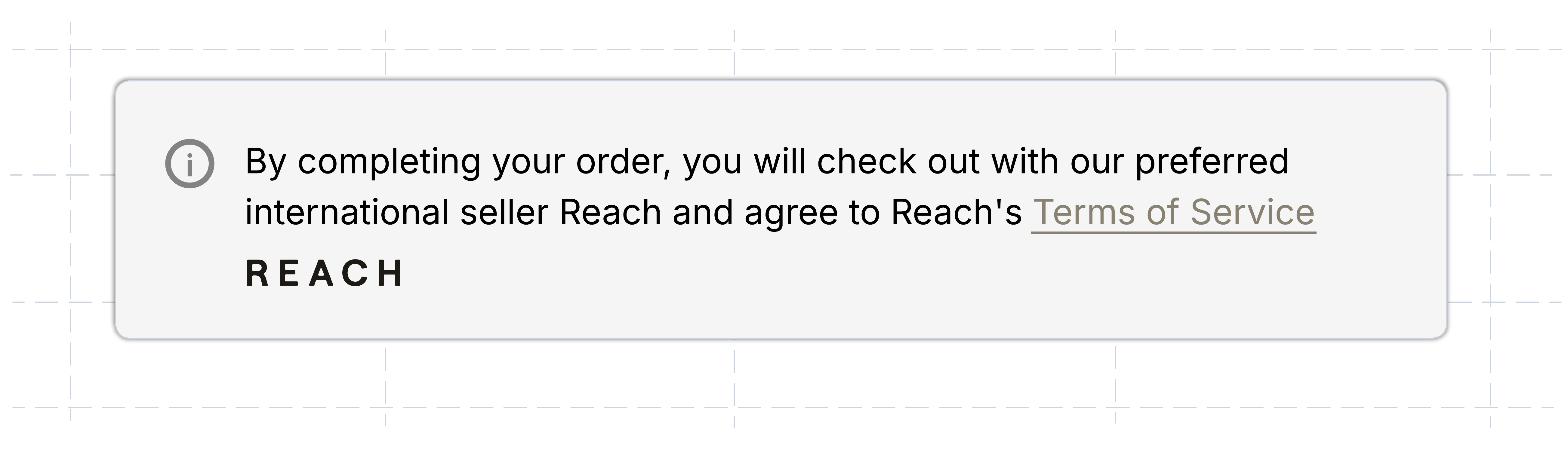 Example of how the Checkout Component block will appear with the Reach badge content.
