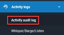 Screenshot of the **Activity logs > Activity audit log** tab