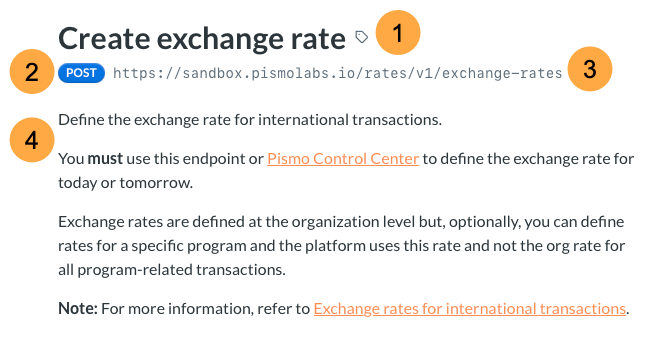 screenshot showing a typical endpoint description, with callouts