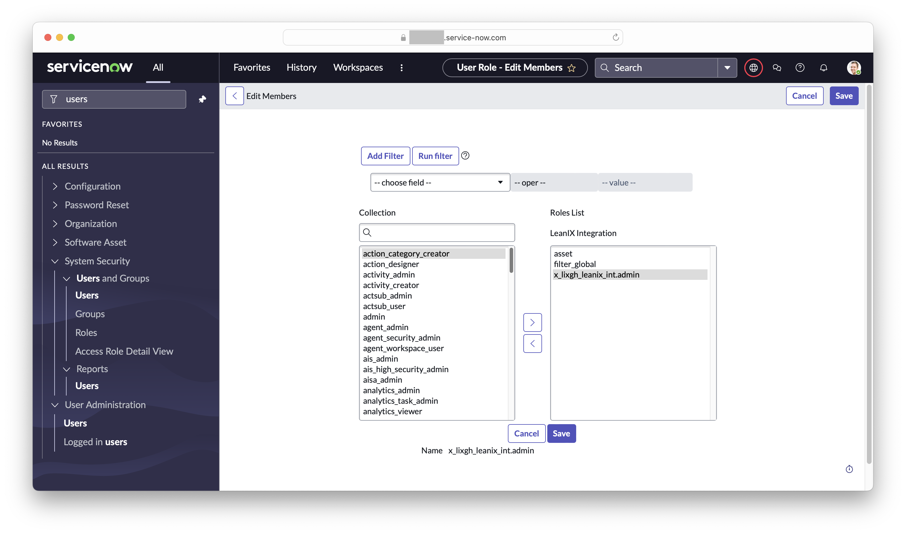 Minimum required roles needed for the Integration User