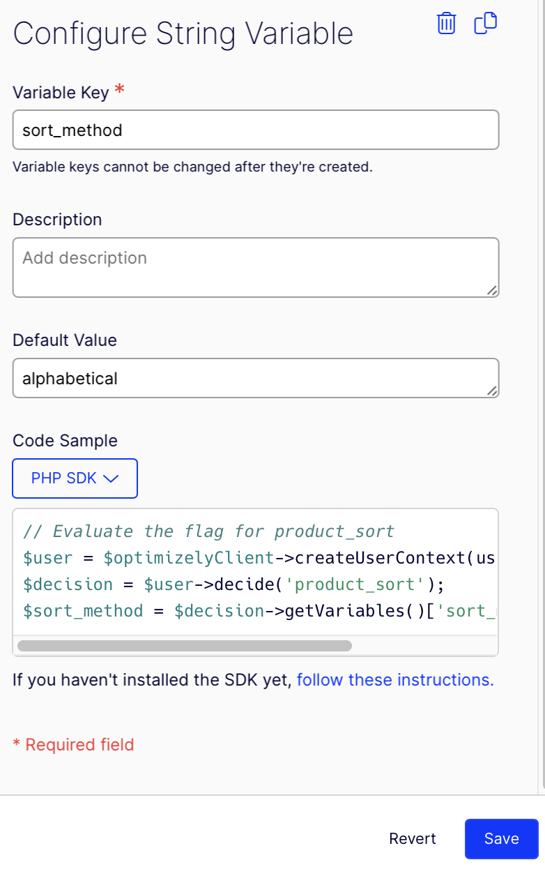 configure new string variable