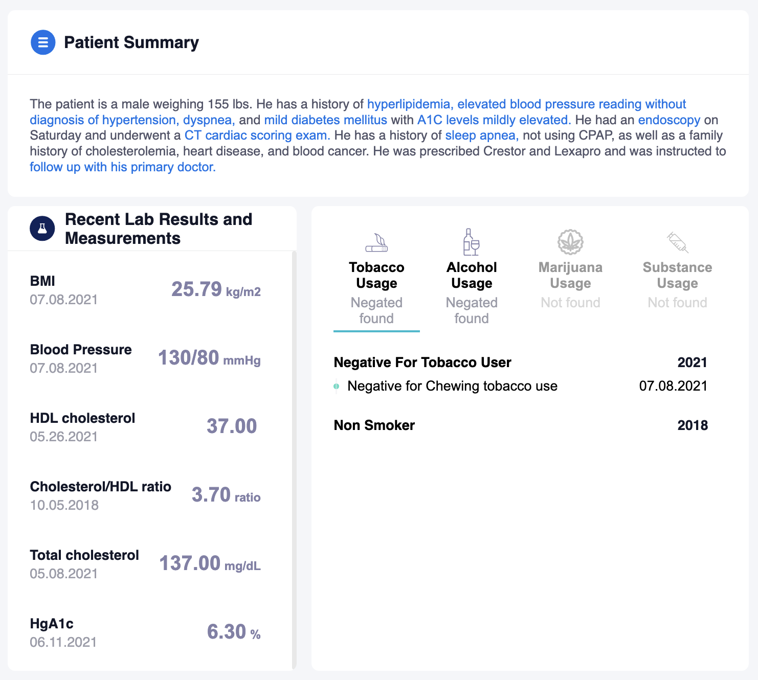 The Overview provides a high-level view of the information