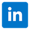 LinkedIn icon, blue square with lowercase 'in'