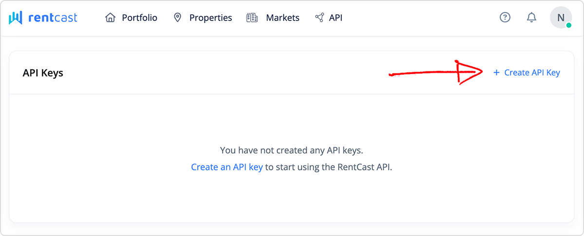 RentCast API - create an API key