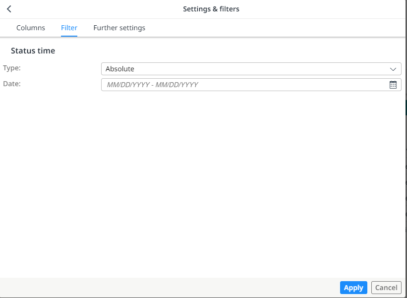 Filter options according to the status time