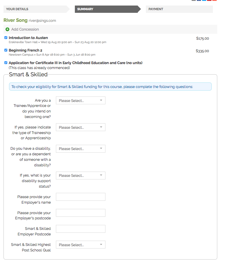 Answering application specific questions during the online process