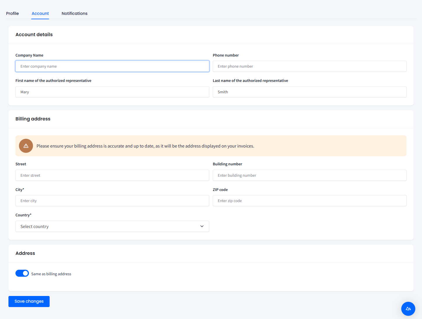 Screenshot of the Adding Address step