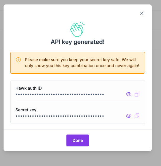 API Keys successfully generated