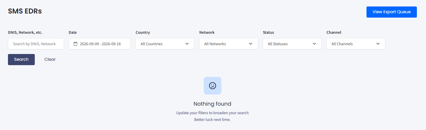 Screenshot with EDRs search filters
