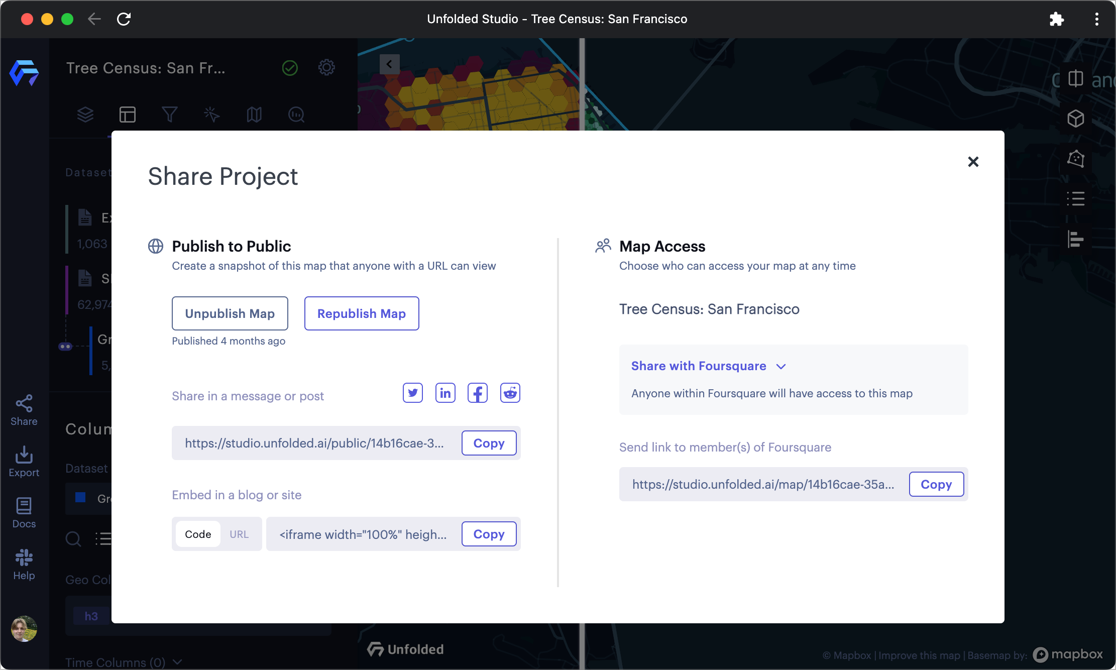 The share project window.