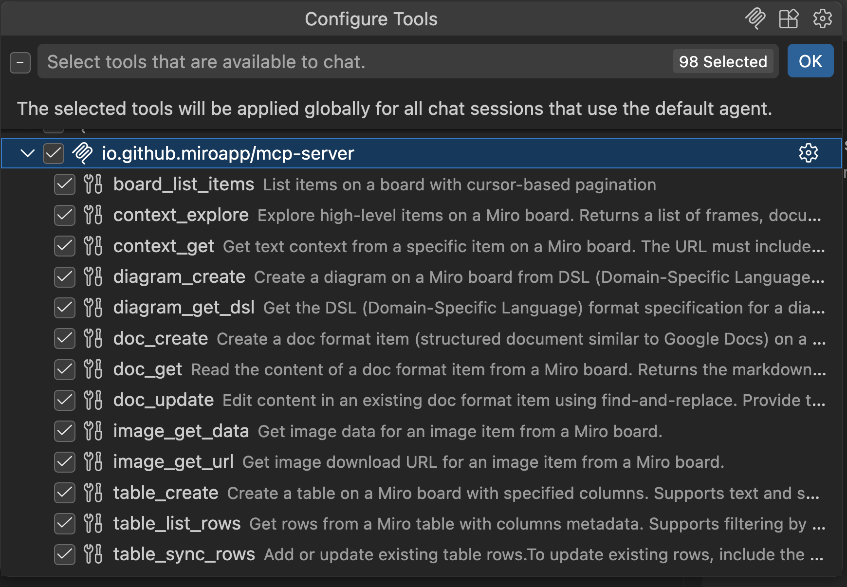 See tools that you have available. Always check [tools](https://developers.miro.com/docs/miro-mcp-prompts#tools) documentation for latest tools.