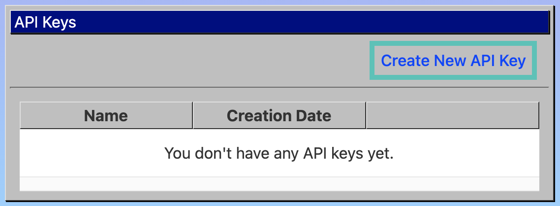 Create a new API key.